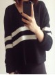 Striped Cropped Black Sweater